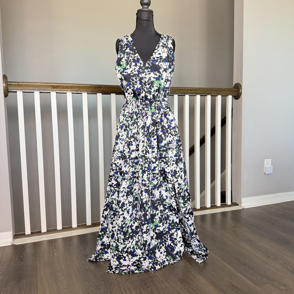 Banana Republic Tiered Floral V-Neck Maxi Dress 6 Feminine Romantic Party Boho